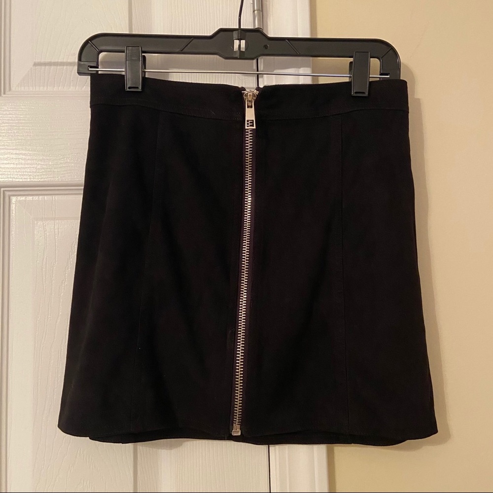 Black suede zip up skirt